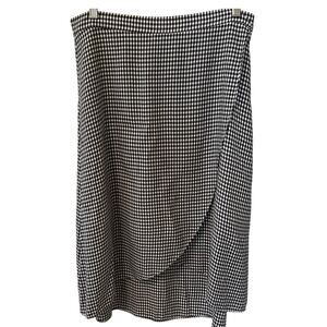 Loft Wrap Skirt Size 8 Black & White Gingham Check Tulip Asymmetrical Cottage
